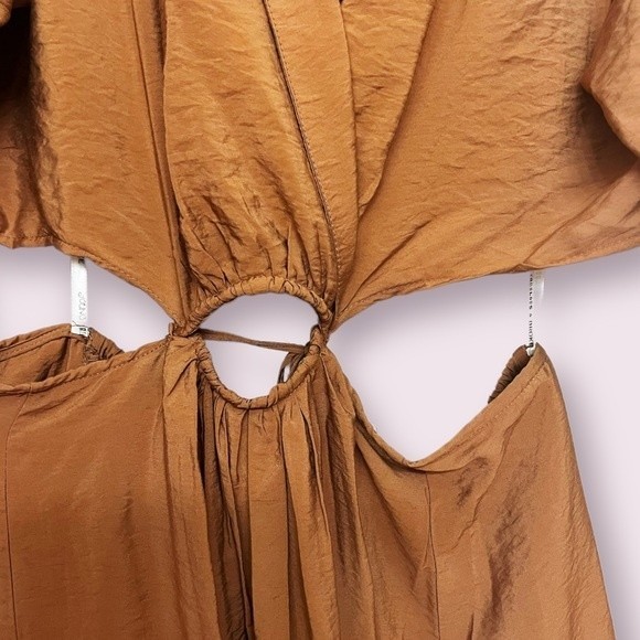 Revolve YFB Derby Dress Brown Cutout Maxi Collared Long Sleeve Womens Size Large - Picture 7 of 12